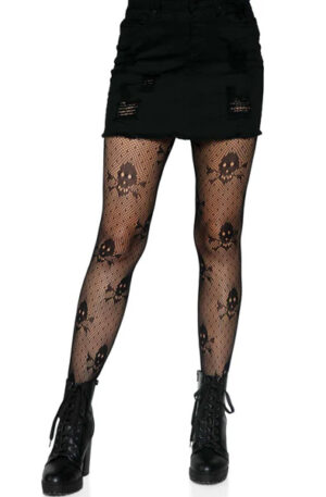 Skull Print Pantyhose Black - Zeķes 1