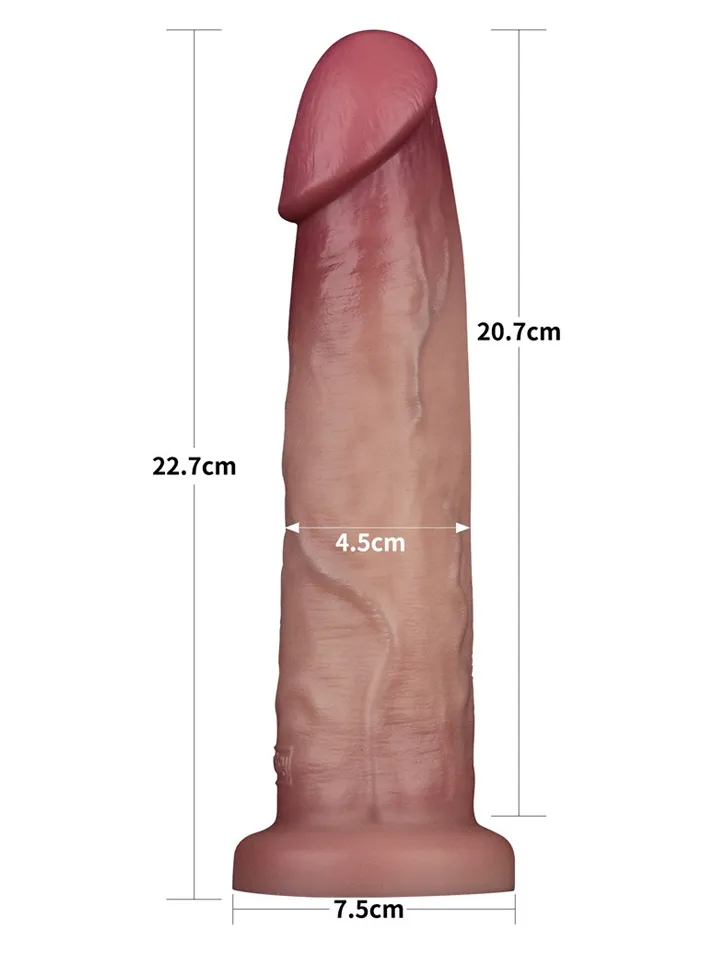 Sliding Skin Pro II Dual Layer Silicone Dildo 22,7 cm - Dzīvīgs dildo 3 [full]