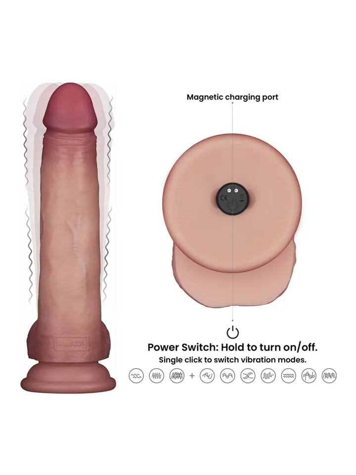 Sliding Skin Pro II Silicone Vibrating Dildo 21,5 cm - Vibrējošs paplašinātājs 3 [full]