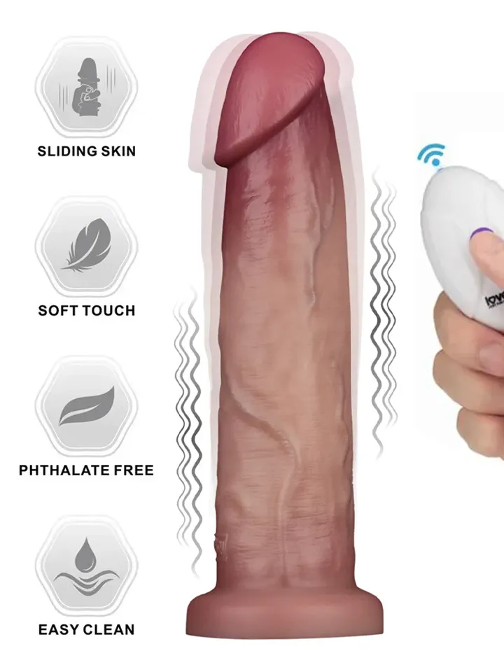 Sliding Skin Pro II Silicone Vibrating Dildo 22,7 cm - Vibrējošs dildo 1 [full]