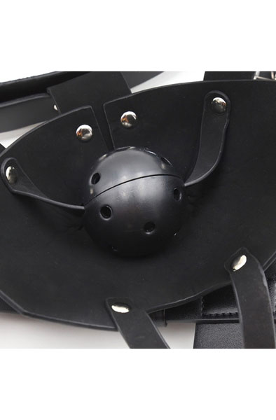 SM Harness Head Muzzle Black - Gag ar zirglietām 7
