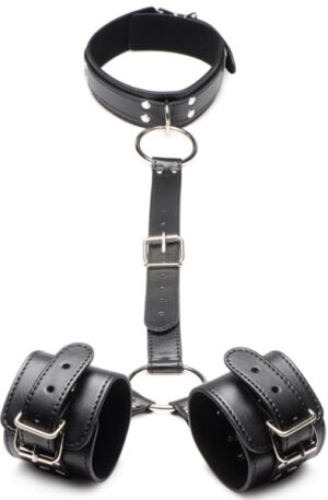 Strict Collar with Cuffs Restraint Set - Roku dzelži & amp; kaklarotas 1