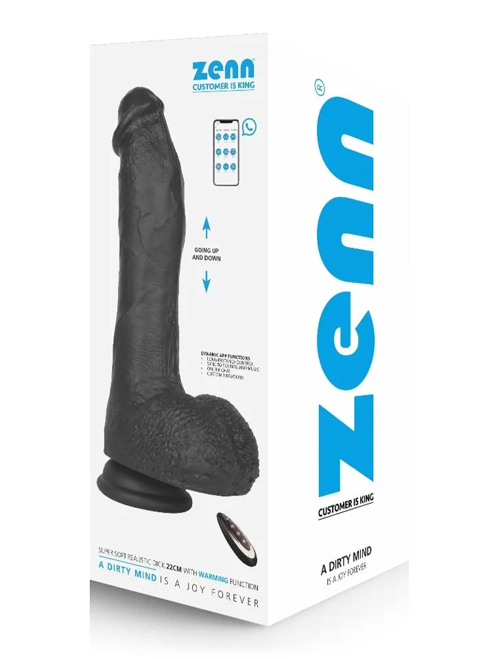 Super Soft Dildo With Heating Black 22 cm - Vibrējošs dildo 1 [full]