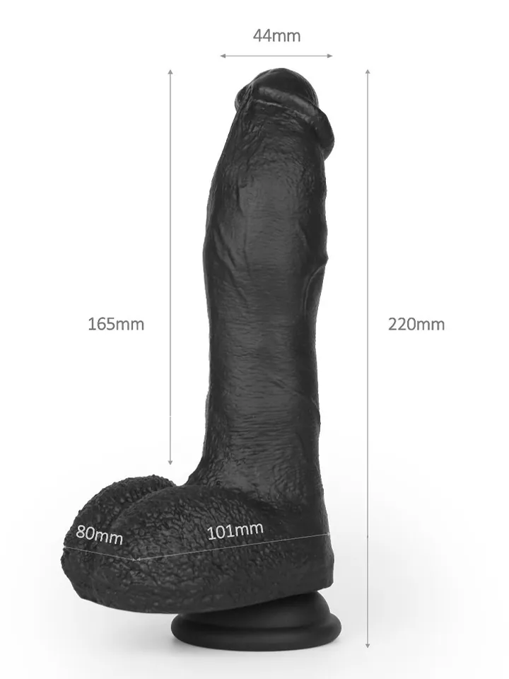 Super Soft Dildo With Heating Black 22 cm - Vibrējošs dildo 3 [full]