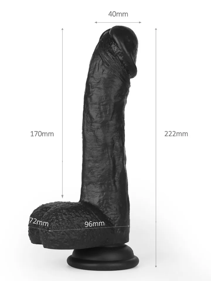 Super Soft Dildo With Warming Black 22,2 cm - Vibrējošs dildo 2 [full]