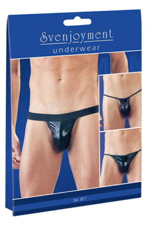 Svenjoyment Wetlook Thong 3 Piece Set - Jockstraps 3 gab 1