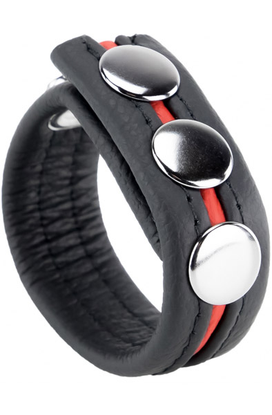 The Red Cockring En Cuir Black/Red - Gaiļa gredzens 1