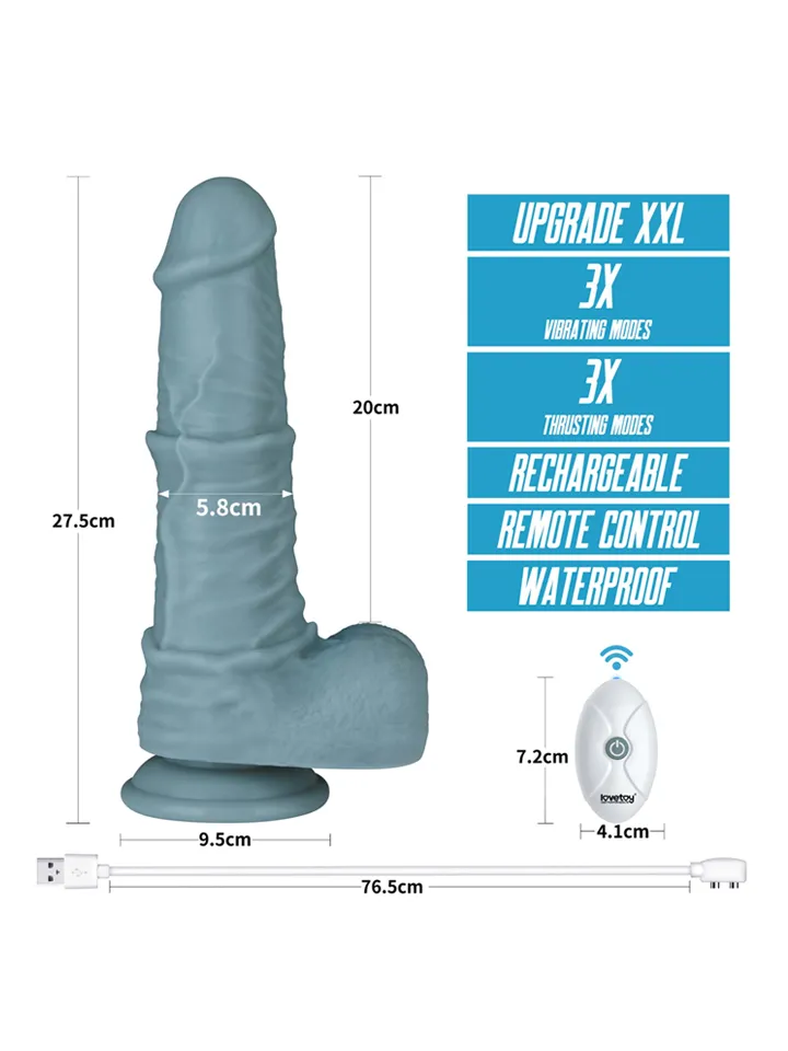 Thrusting & Vibrating Silicone Dildo 27,5 cm - Vibrējošs paplašinātājs 2 [full]