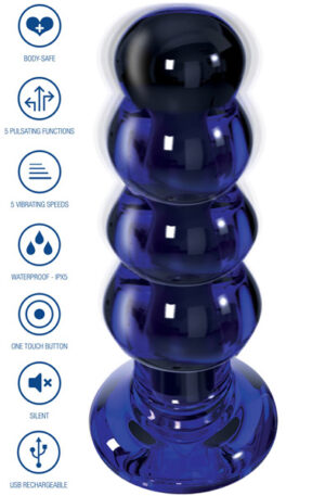 ToyJoy Radiant Vibrating Glass Plug 11,5 cm - Vibrējošs anālais spraudnis 1