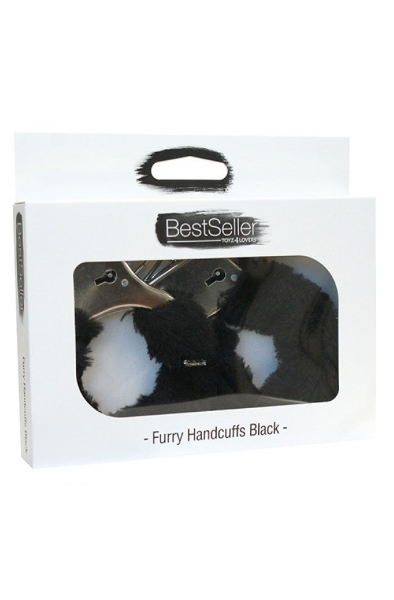 TOYZ4LOVERS Furry Handcuffs Black - Roku dzelži ar pūkām 2
