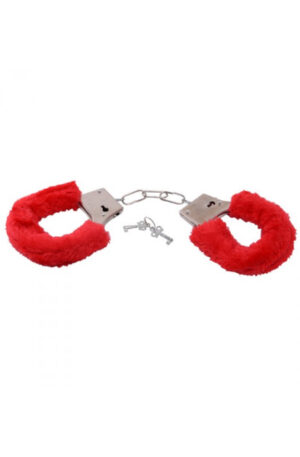 TOYZ4LOVERS Furry Handcuffs Red - Roku dzelži ar pūkām 1