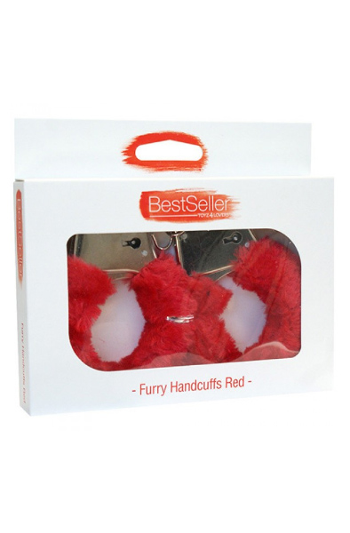 TOYZ4LOVERS Furry Handcuffs Red - Roku dzelži ar pūkām 2