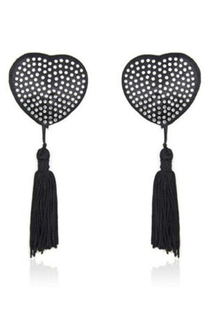 TOYZ4LOVERS Heart Shine Nipples Tassels Black - Sprauslu pārsegi 1