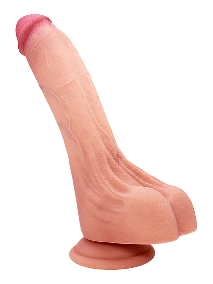 Ultra-Realistic Curved Silicone Dildo With Balls 21,5 cm - Dzīvīgs dildo 3 [full]