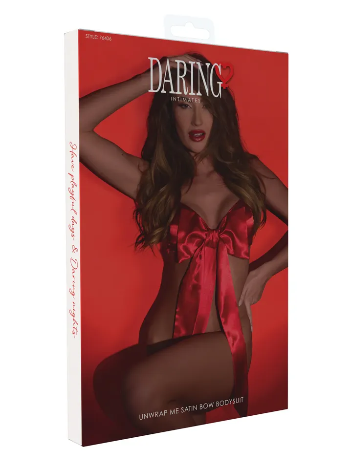 Unwrap Me Satin Bow Bodysuit Red - Ķermeņa Veļas un Rotaļu Tērpi 3 [full]
