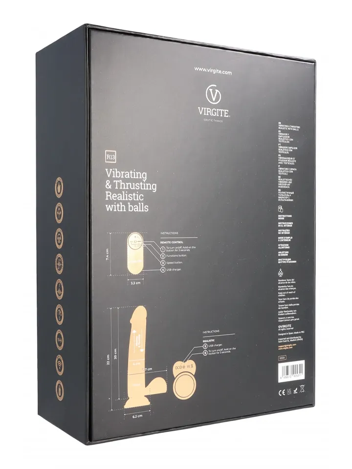 Up & Down Realistic Dildo With Remote 22 cm - Vibrējošs dildo 4 [full]