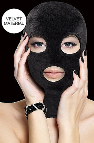 Velvet & Velcro Mask with Eye and Mouth Opening - BDSM maska 1