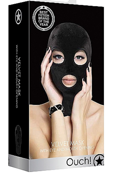 Velvet & Velcro Mask With Eye & Mouth Opening - BDSM maska 2