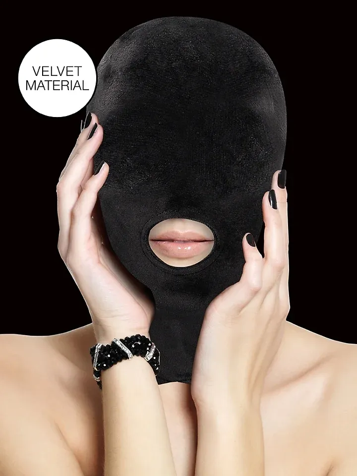 Velvet & Velcro Mask With Mouth Opening - BDSM maska 1 [full]