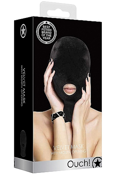 Velvet & Velcro Mask With Mouth Opening - BDSM maska 3