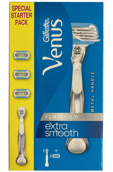 Venus Platinum Extra Smooth Razor + 3 Blades - Venēras skuveklis 2