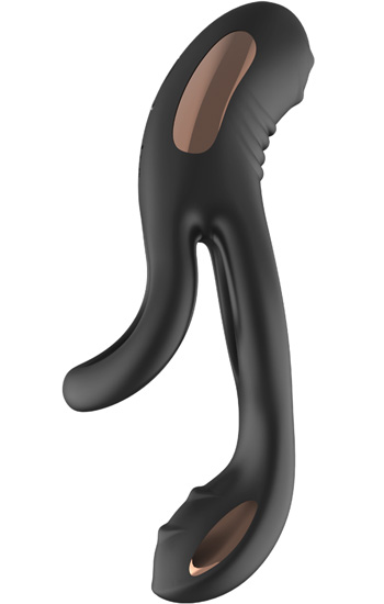 Vibrating Cock Ring With Clitoral Vibrator - Dubultā iespiešanās gailis 1