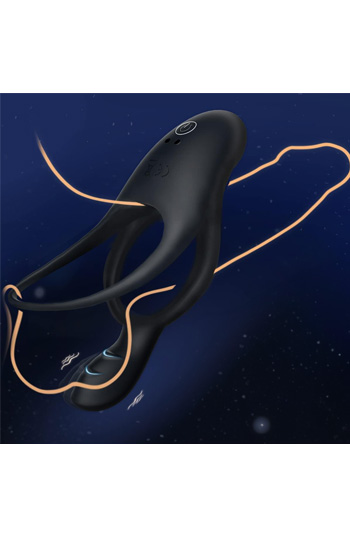 Vibrating Cock Ring With Clitoral Vibrator - Dubultā iespiešanās gailis 2