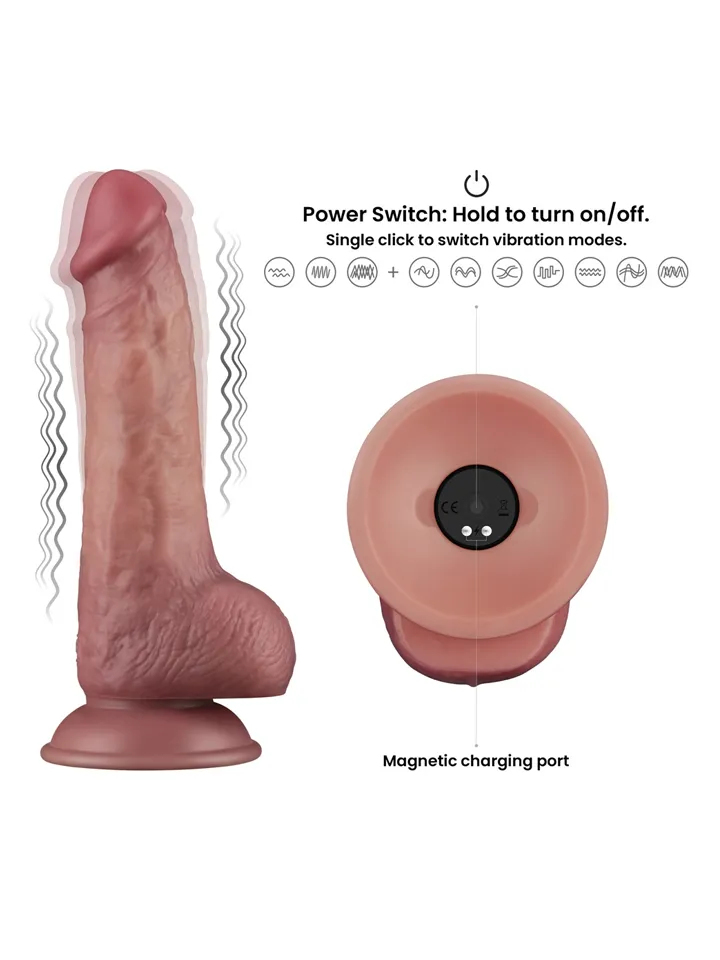 Vibrating Dual Density Power Cock 21,6 cm - Vibrējošs dildo 2 [full]