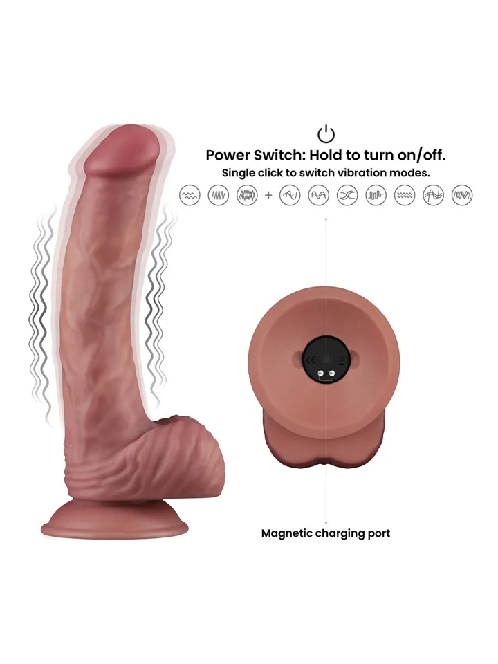 Vibrating Dual Density Power Cock 23 cm - Vibrējošs dildo 2 [full]