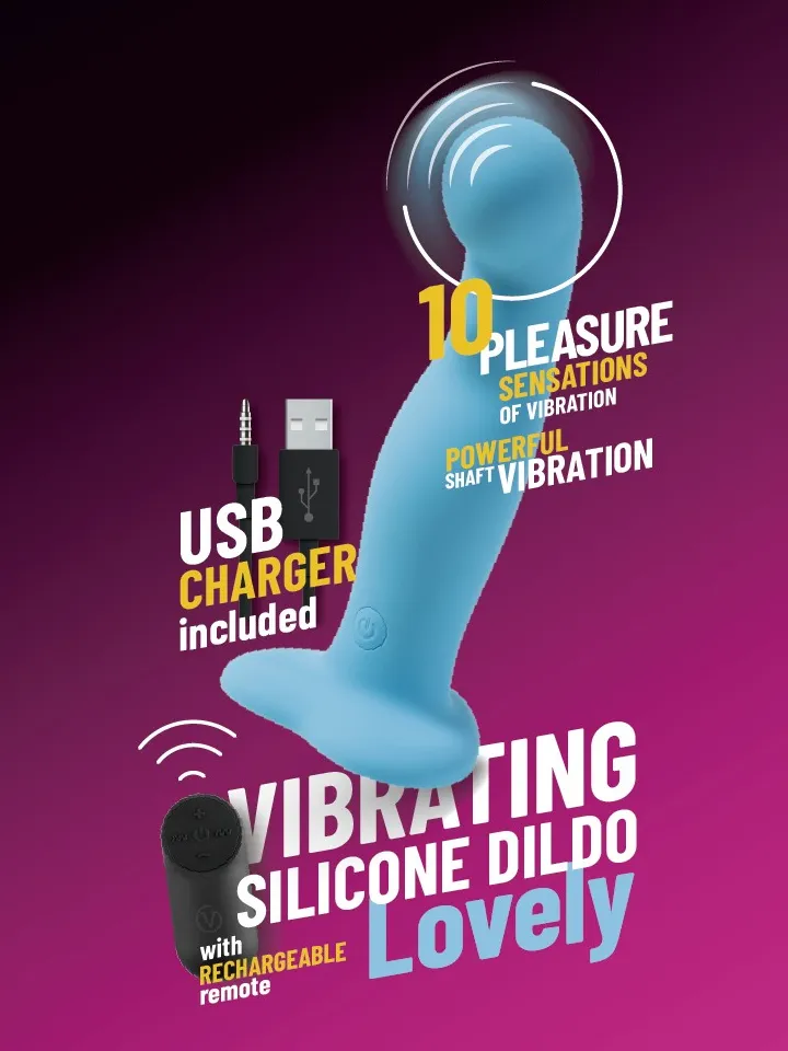 Vibrating Silicone Dildo With Remote Blue 18 cm - Vibrējošs dildo 1 [full]