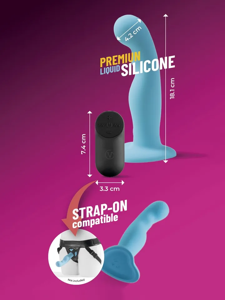 Vibrating Silicone Dildo With Remote Blue 18 cm - Vibrējošs dildo 2 [full]