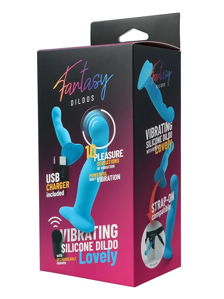 Vibrating Silicone Dildo With Remote Blue 18 cm - Vibrējošs dildo 4 [full]