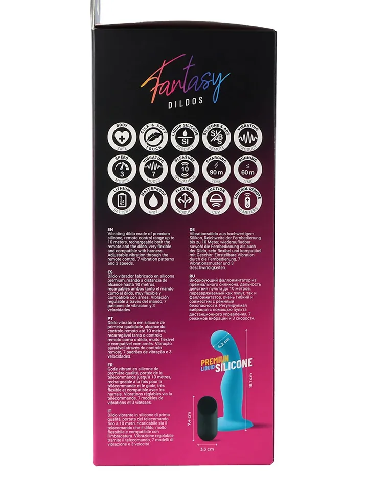 Vibrating Silicone Dildo With Remote Blue 18 cm - Vibrējošs dildo 5 [full]
