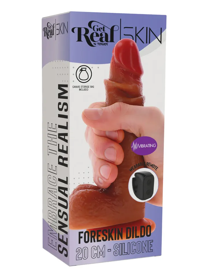 Vibrating Silicone Foreskin Dildo 20 cm - Vibrējošs dildo 5 [full]