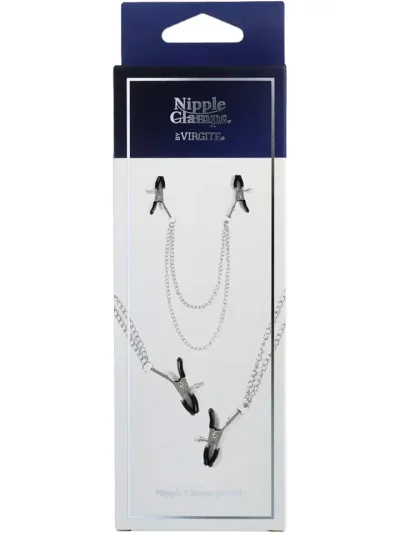 Virgite Nipple Clamps With Double Chain - Krūšu skavas ar ķēdi 3