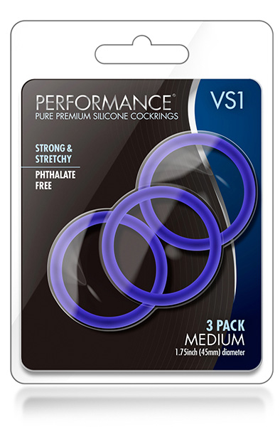 VS1 Cock Rings Medium Indigo - Gaiļa gredzenu komplekts 2