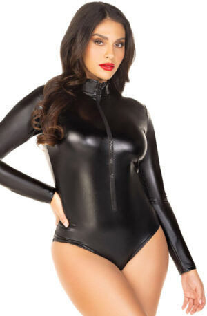 Wet Look Bodysuit With Zipper - Wetlook tērpi 1