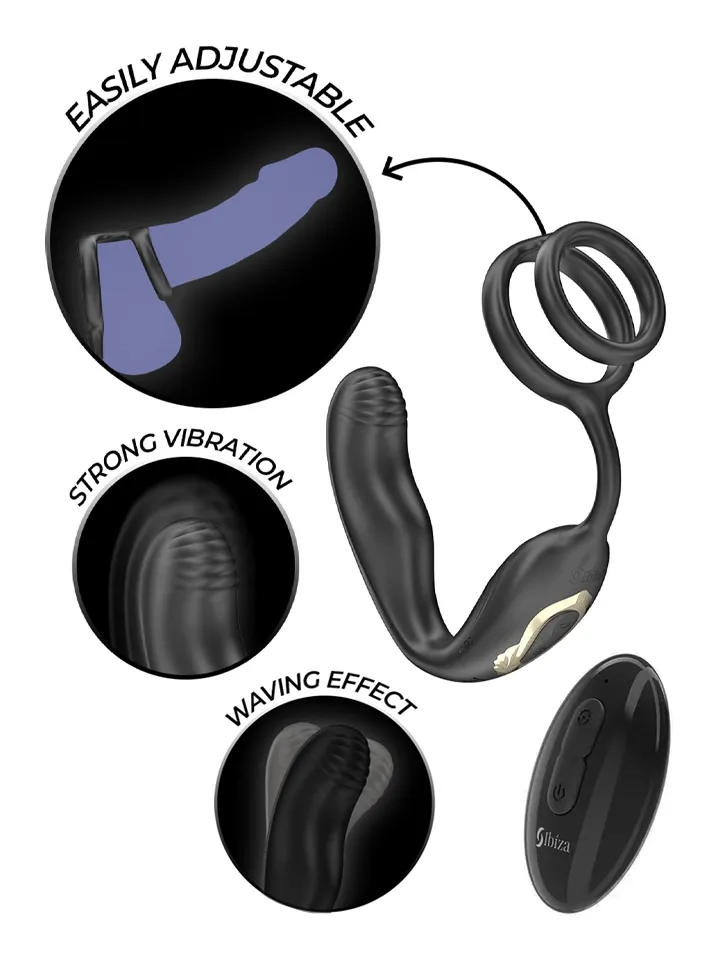 Wiggle Rotating Anal Plug With Perineal Vibration - Prostatas vibrators ar dzimumlocekļa gredzenu 1 [full]