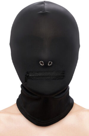 Zippered Mouth Hood Black - BDSM maska 1