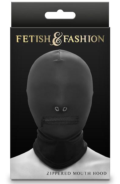 Zippered Mouth Hood Black - BDSM maska 2