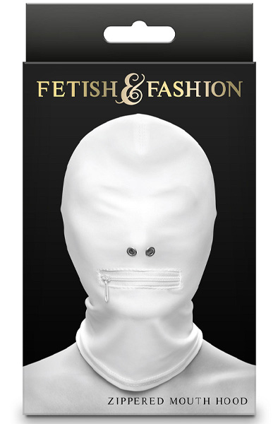 Zippered Mouth Hood White - BDSM maska 2